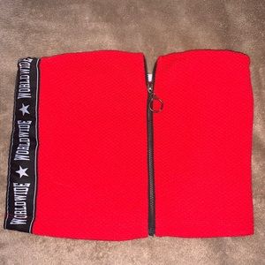 Red Zipper Crop Top